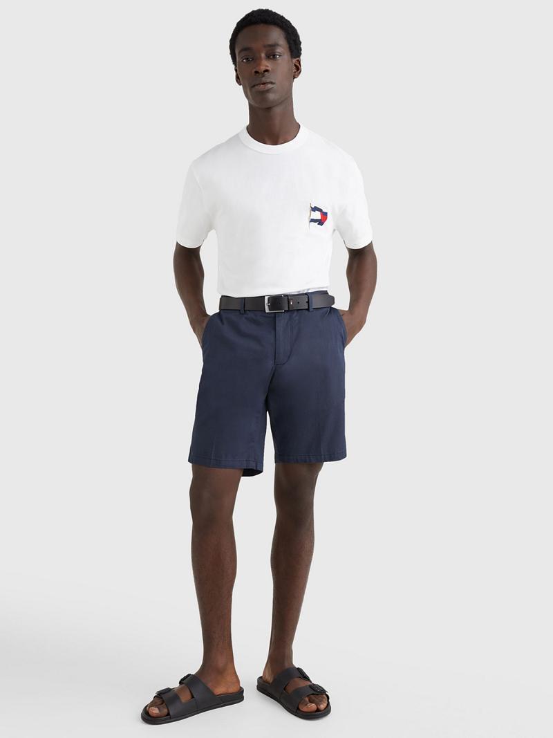 Férfi Tommy Hilfiger Wavy Flag Póló Fehér | HU 876XYU